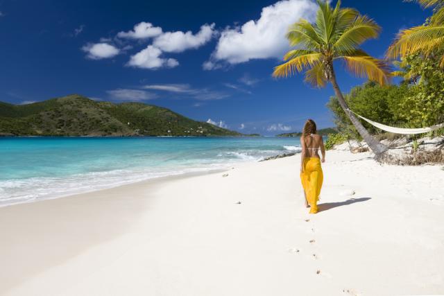 woman walking on the beach